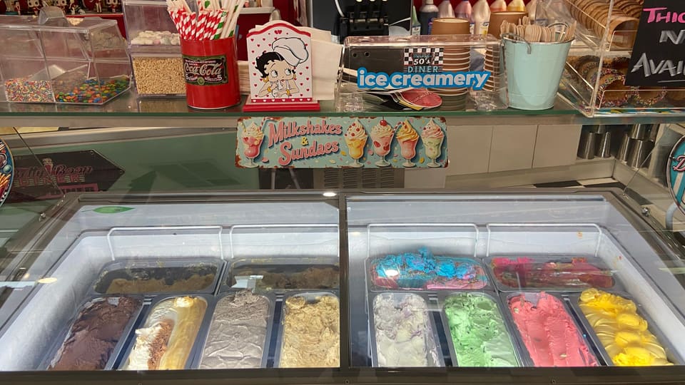 The ice-cream counter inside Barossa 50's Diner in Tanunda